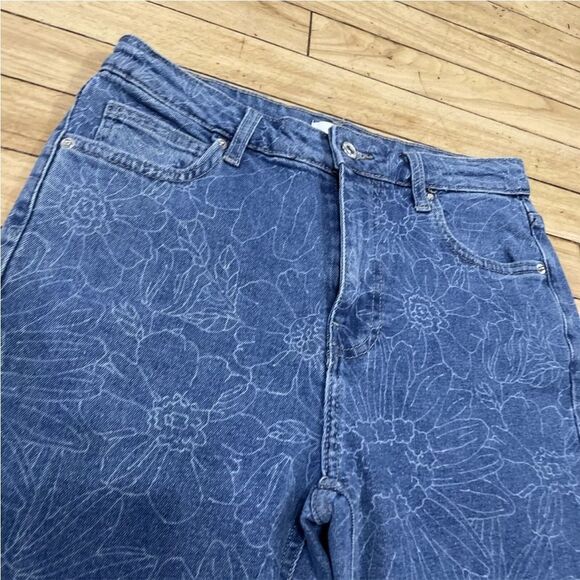 FOREVER 21 PREMIUM Womens Jeans Blue Floral Bell  Bottom Flare Hippie Denim 28 - Picture 9 of 16